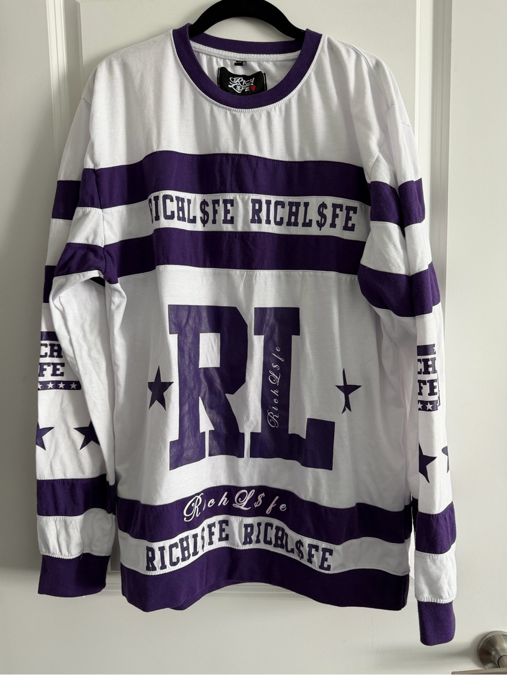 White and Purple RL Graphic Mini Dress